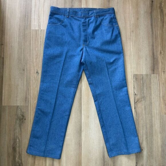 Vintage Wrangler Men's 38x29 Pull On Pleat Front Bootcut Jeans Stretch Fit Denim - Picture 1 of 8